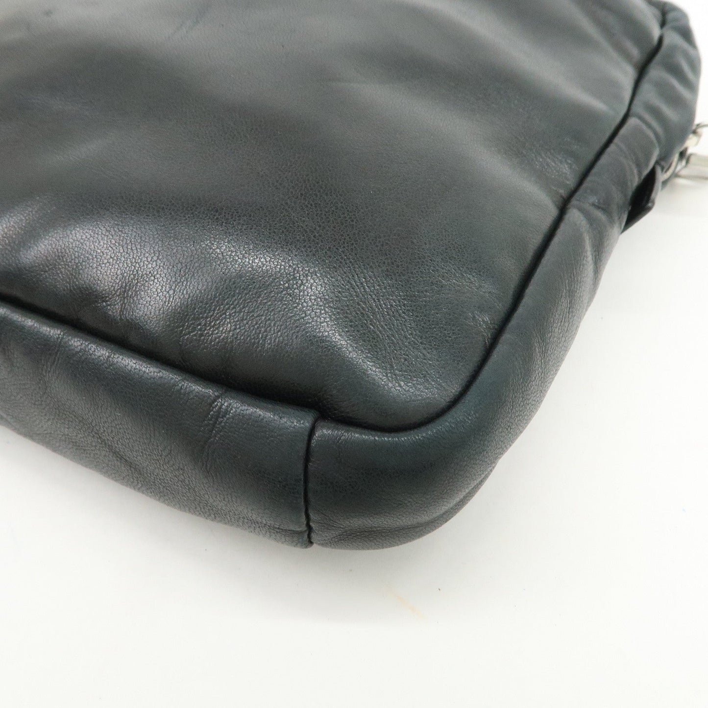 Prada Triangle Logo Lamb Skin Canvas Shoulder Crossbody Bag Black【Pre-order】