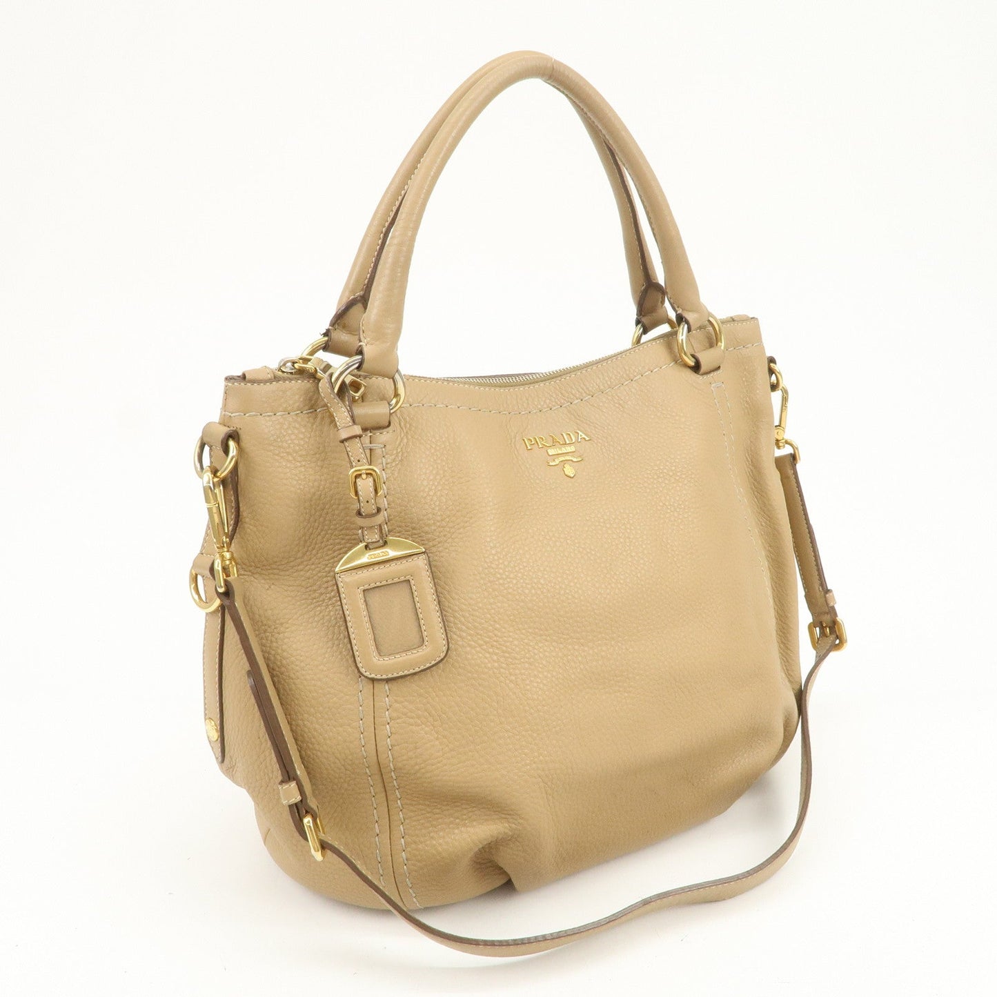 Prada Logo Leather 2Way Bag Hand Bag Shoulder Bag Camel【Pre-order】
