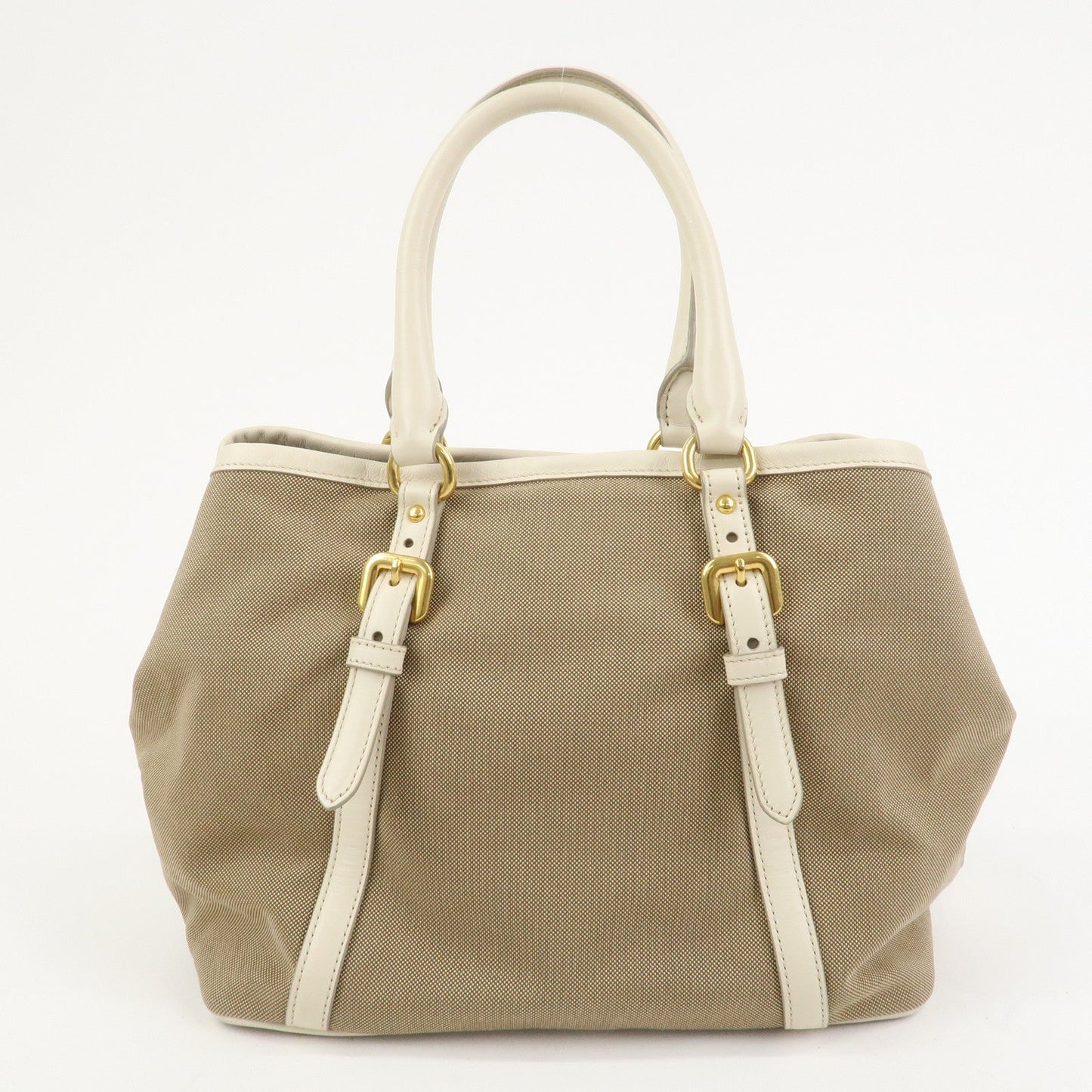 Prada Logo Jaquard Leather 2Way Hand Bag Shoulder Bag Beige White【Pre-order】