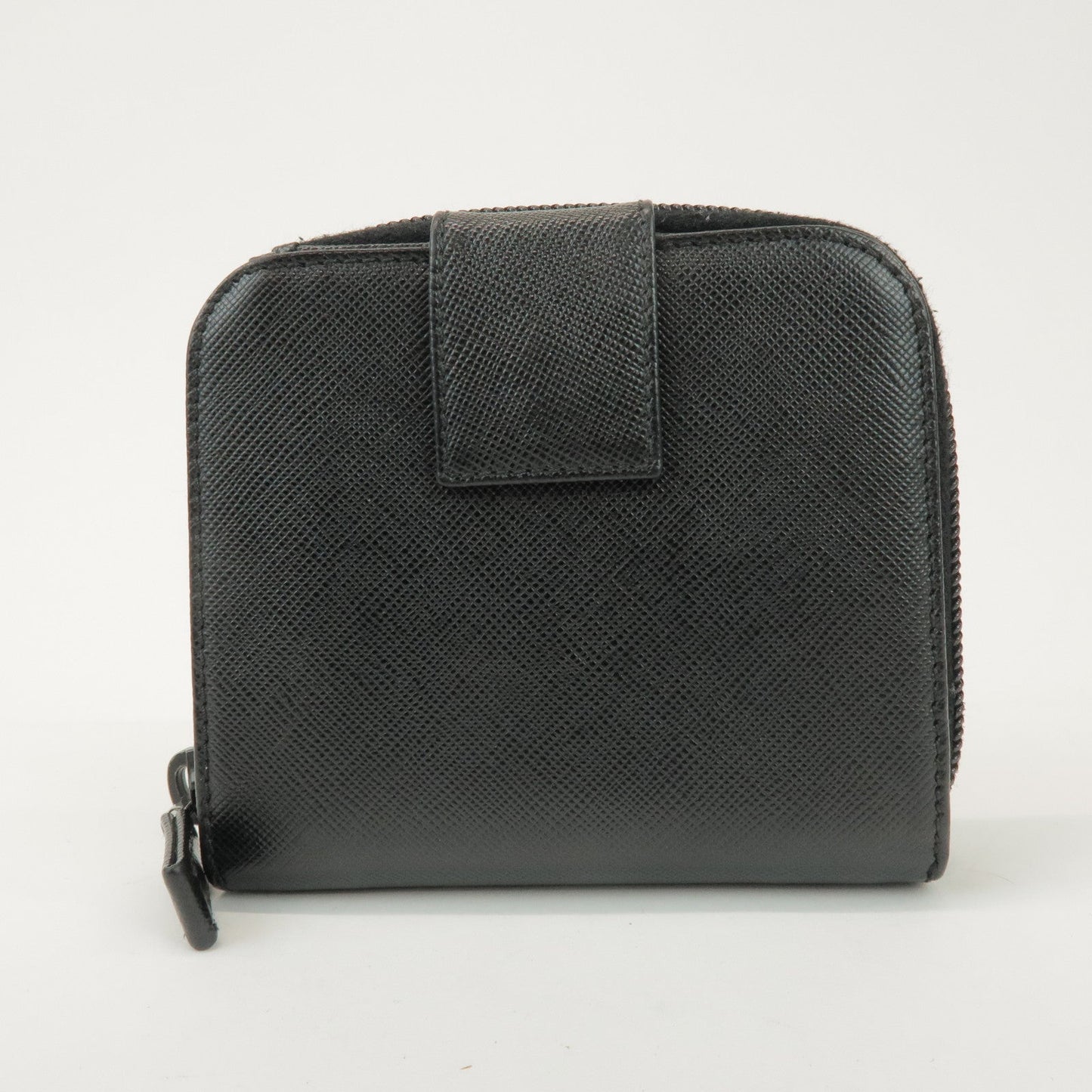 Prada Logo Leather Round Zippy Bi-fold Wallet Black 1ML522【Pre-order】
