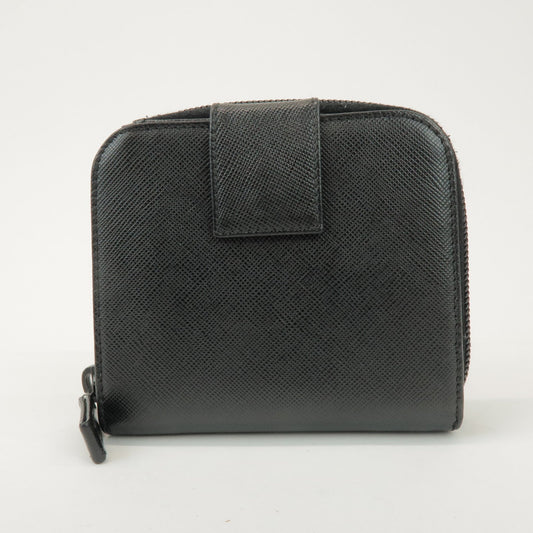 Prada Logo Leather Round Zippy Bi-fold Wallet Black 1ML522【Pre-order】