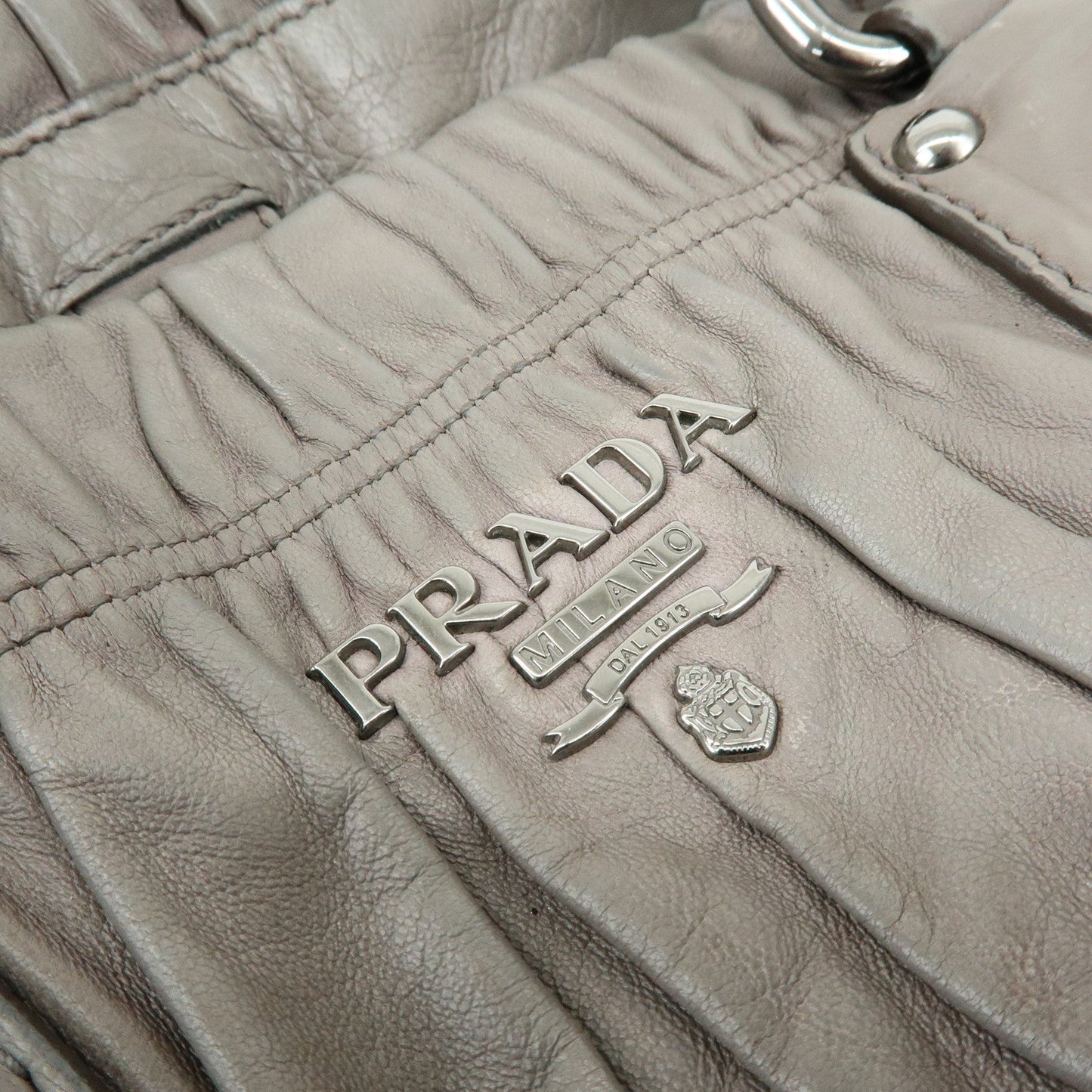 Prada Logo Leather 2Way Bag Hand Bag Shoulder Bag Gray【Pre-order】