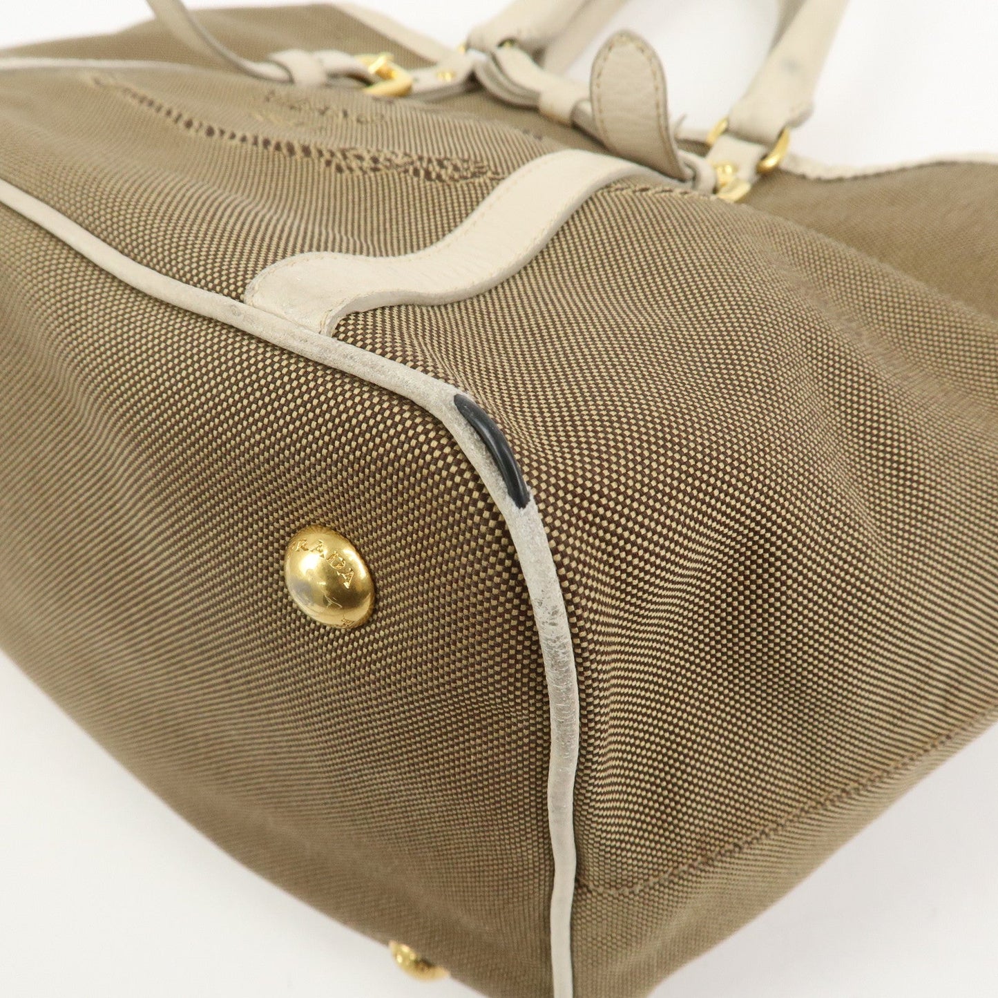Prada Logo Jacguard Leather 2Way Tote Bag Brown Ivory BN1841【Pre-order】