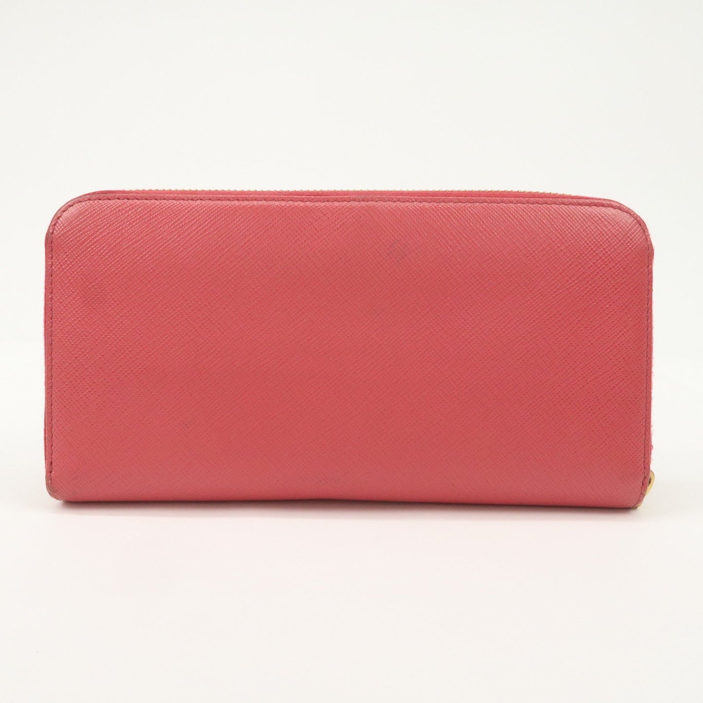 Prada Logo Saffiano Leather Round Zippy Long Wallet Pink 1M0506【Pre-order】
