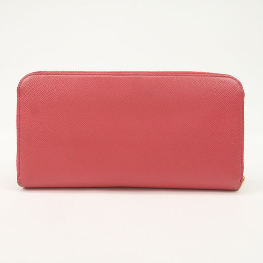 Prada Logo Saffiano Leather Round Zippy Long Wallet Pink 1M0506【Pre-order】