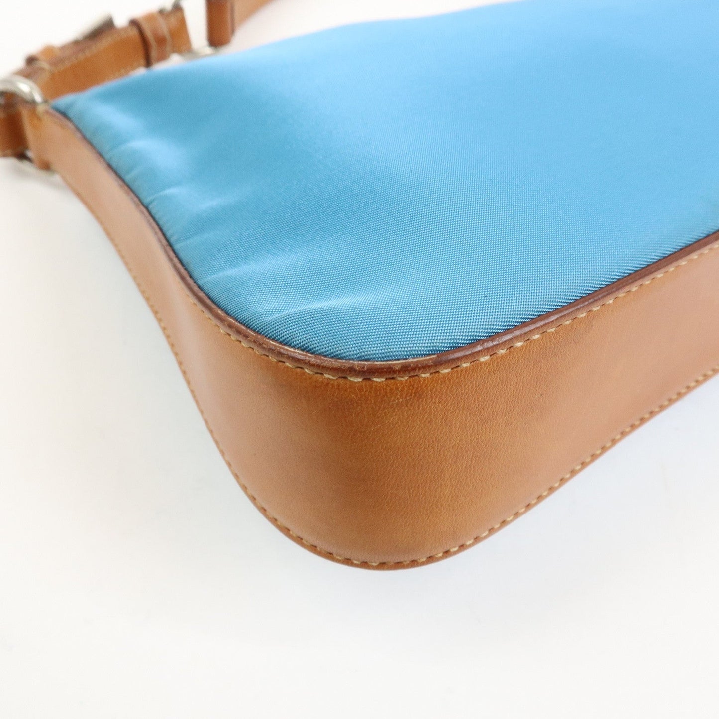Prada Triangle Logo Nylon Leather Shoulder Bag Blue Brown BR2205【Pre-order】