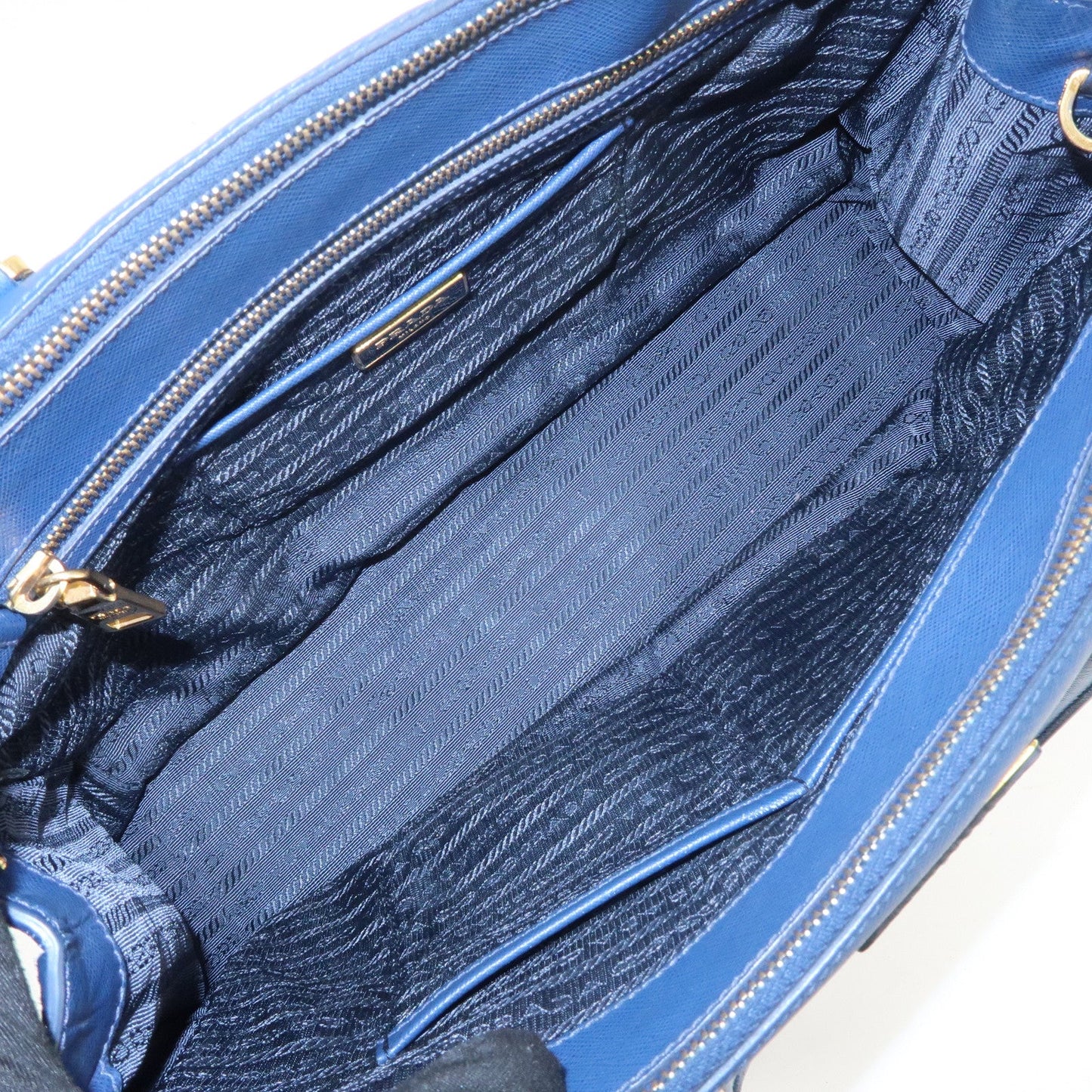 Prada Triangle Logo Saffiano Leather 2Way Bag Shoulder Bag Blue【Pre-order】