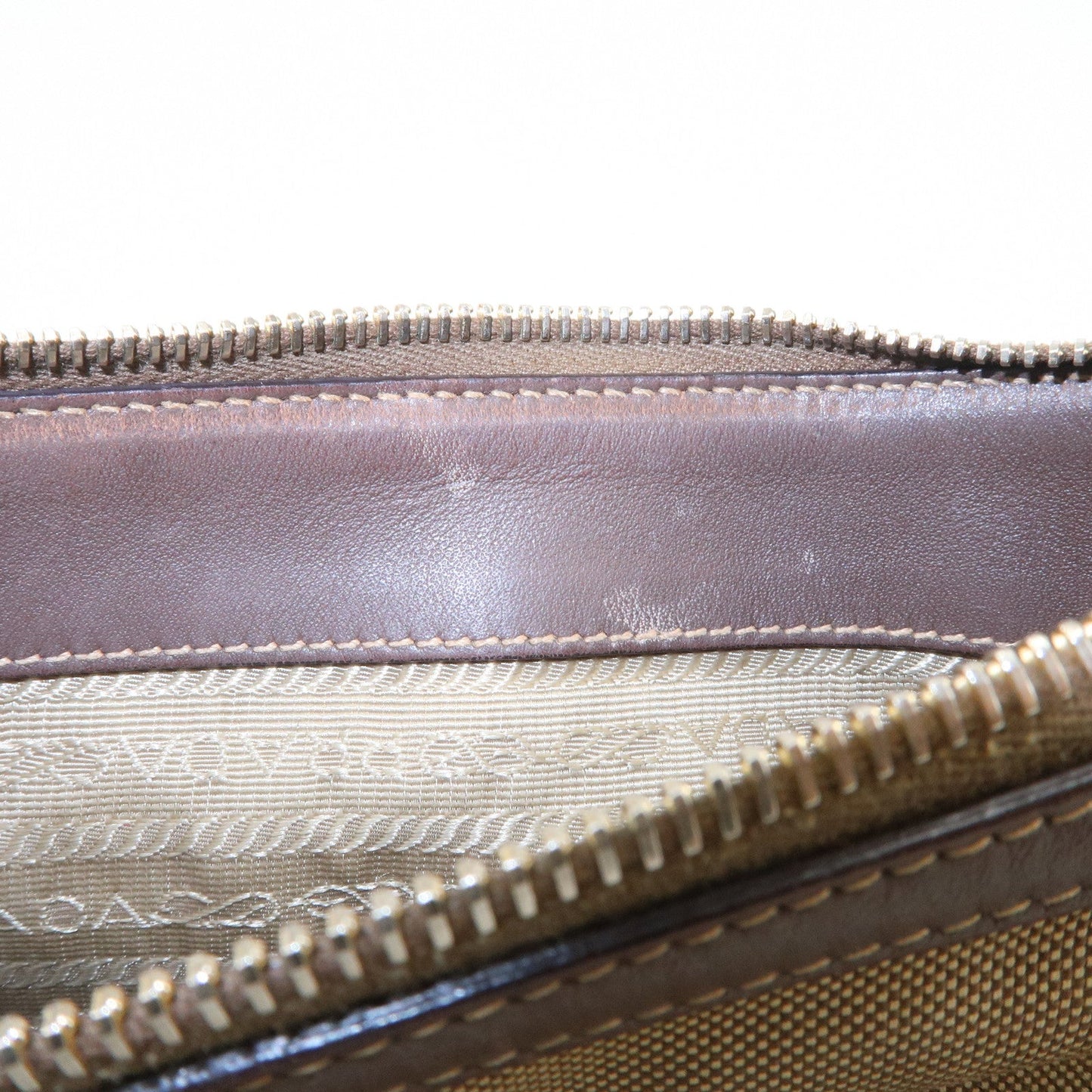 Prada Logo Jacquard Leather Shoulder Bag Beige Brown BT867A【Pre-order】
