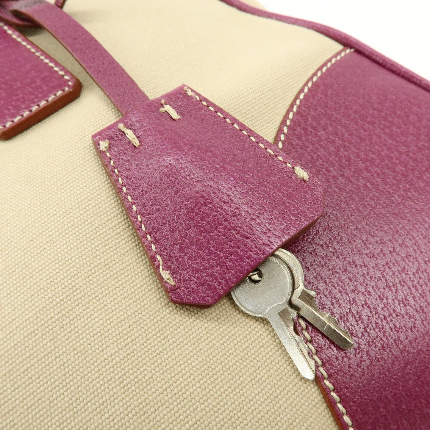 Prada Triangle Logo Canvas Leather Bowling Bag Natural Purple【Pre-order】