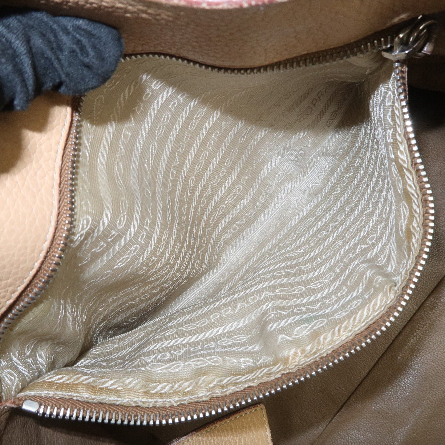 Prada Triangle Logo Leather Shoulder Bag Hand Bag Beige【Pre-order】