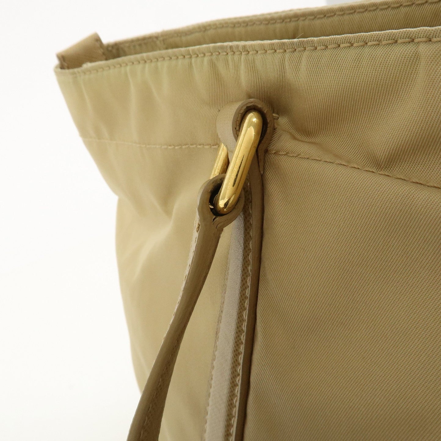 Prada Triangle Logo Nylon Saffiano Leather Tote Bag Beige BR2311【Pre-order】