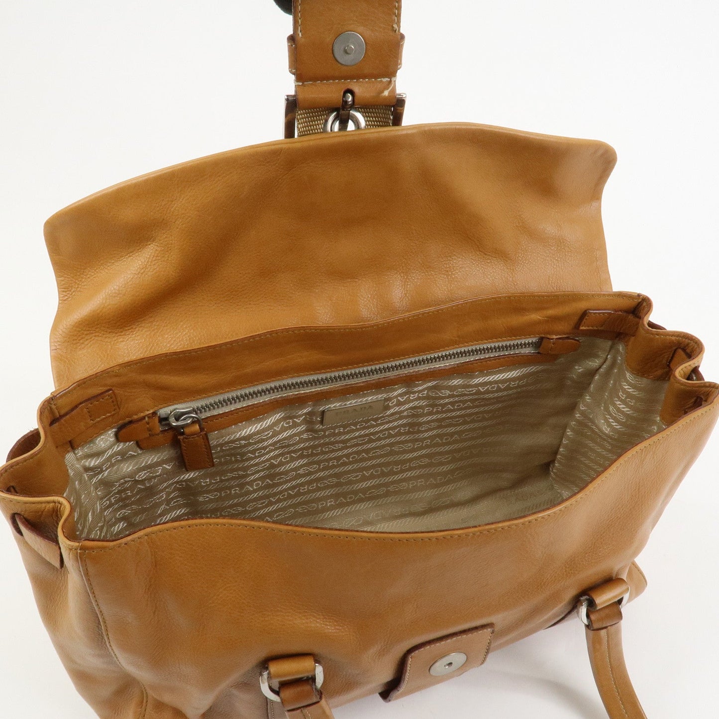 Prada Triangle Logo Leather Nylon Shoulder Bag Brown BR2418【Pre-order】