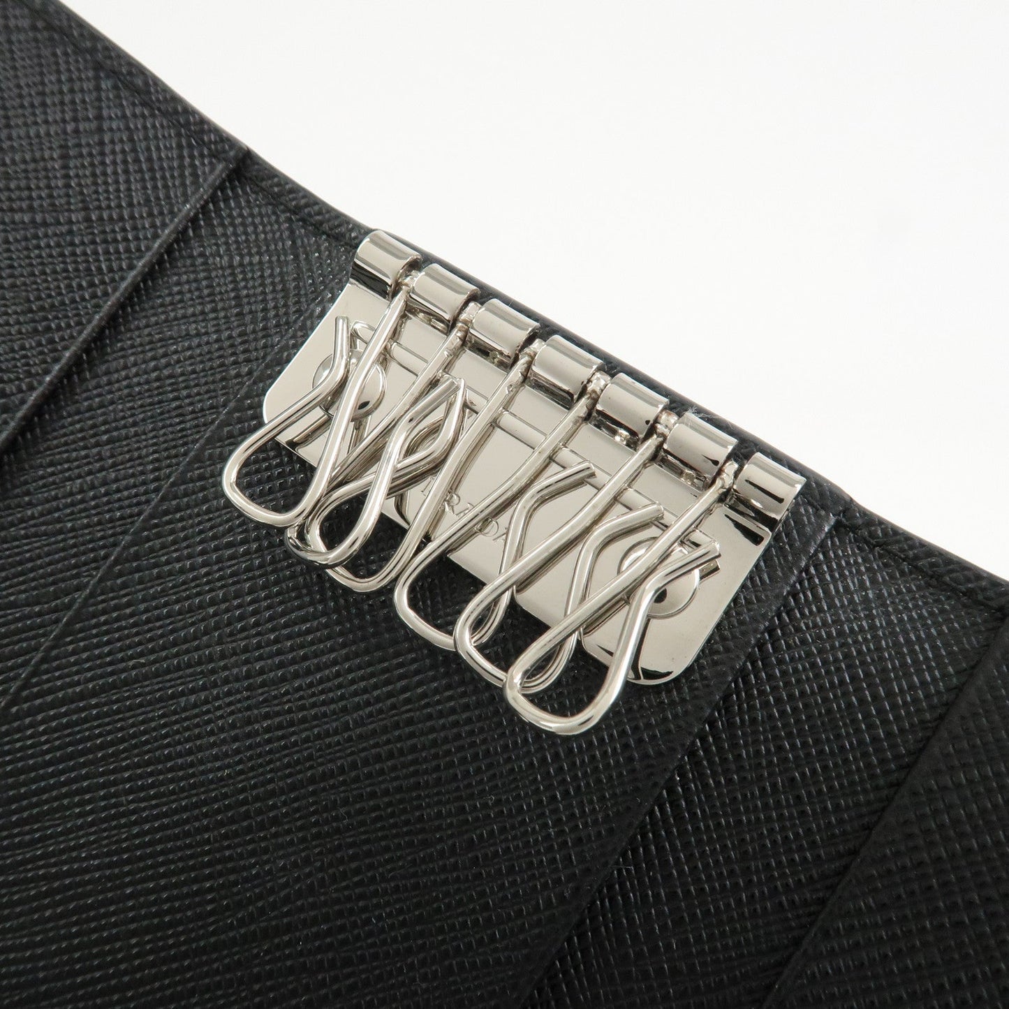 Prada Logo Saffiano Leather 6 Rings Key Case Black 2PG222【Pre-order】