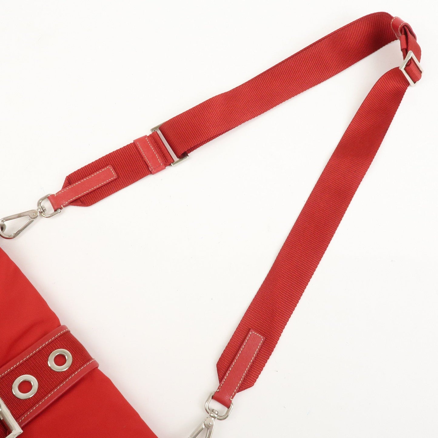 Prada Triangle Logo Nylon Saffiano Leather Shoulder Bag Red BT0436【Pre-order】