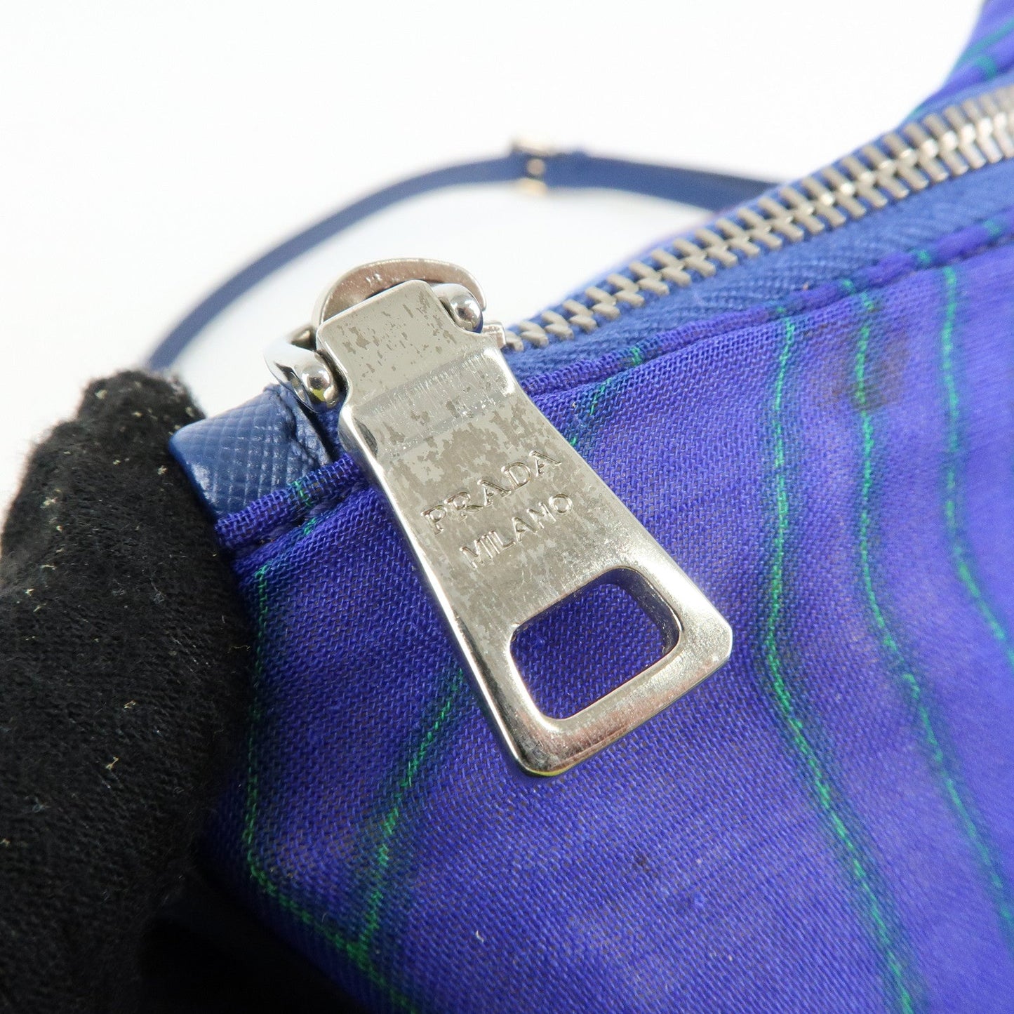 Prada Triangle Logo Linen Leather 2Way Bag Flower Motif Blue BR4696【Pre-order】