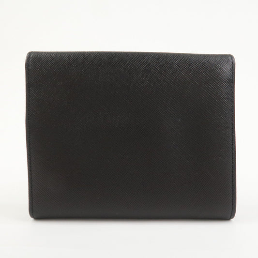 Prada Triangle Logo Saffiano Leather Compact Wallet Black M53X【Pre-order】