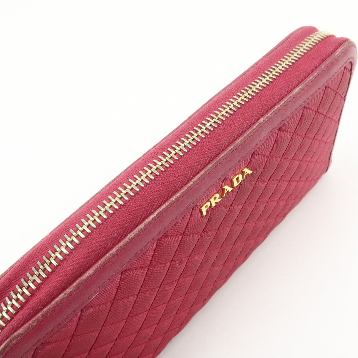Prada Nylon Leather Round Zippy Wallet Long Wallet Pink【Pre-order】