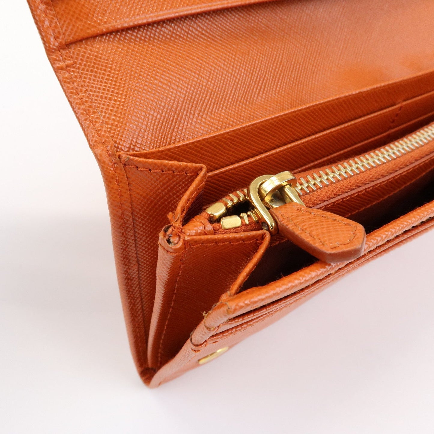 Prada Saffiano Leather Ribbon Flap Long Wallet Orange 1M1132【Pre-order】