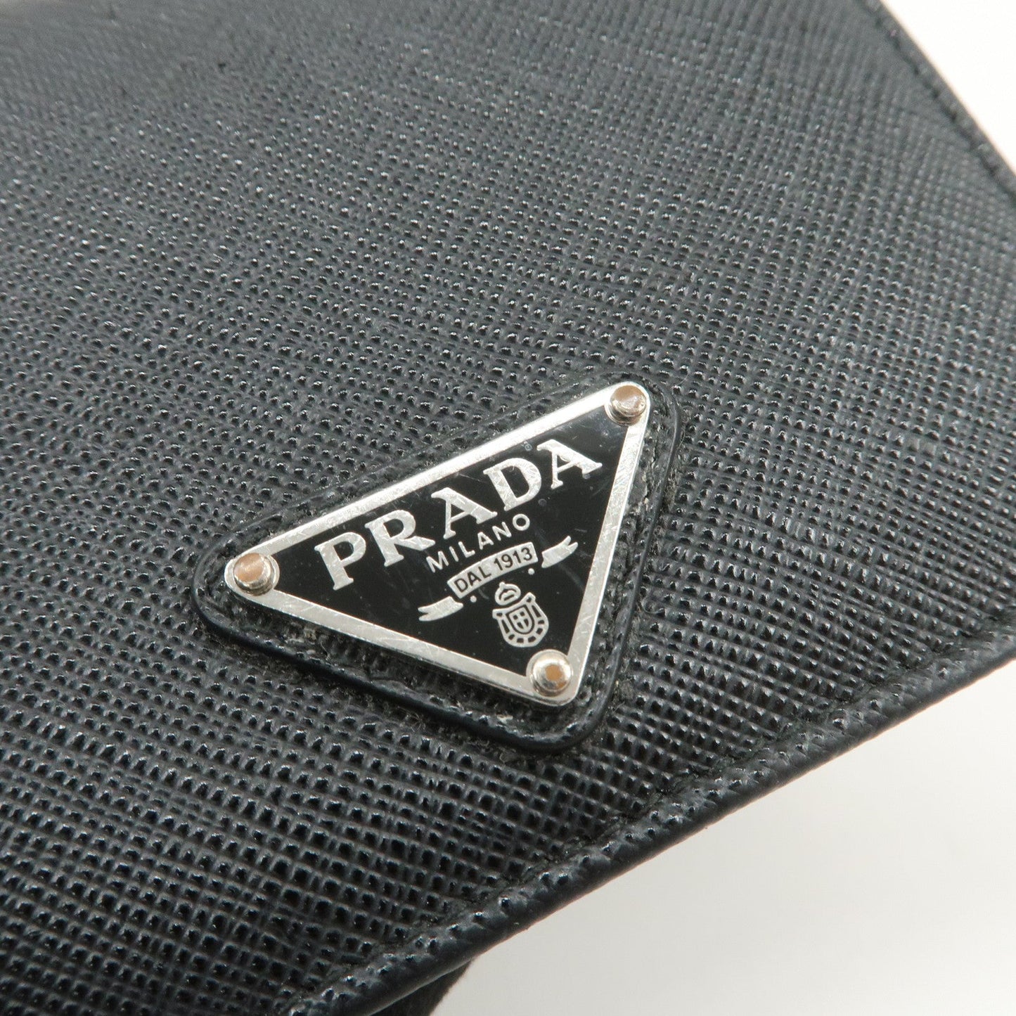 Prada Triangle Logo Saffiano Leather Bi-Fold Compact Wallet Black【Pre-order】