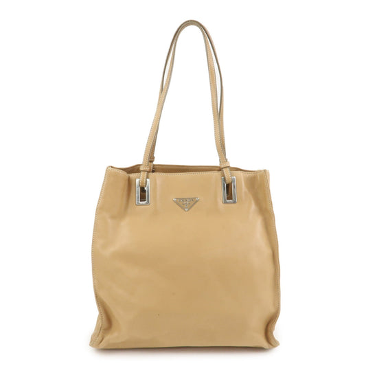 Prada Triangle Logo Lambskin Tote Bag Shoulder Bag Beige BR1566【Pre-order】