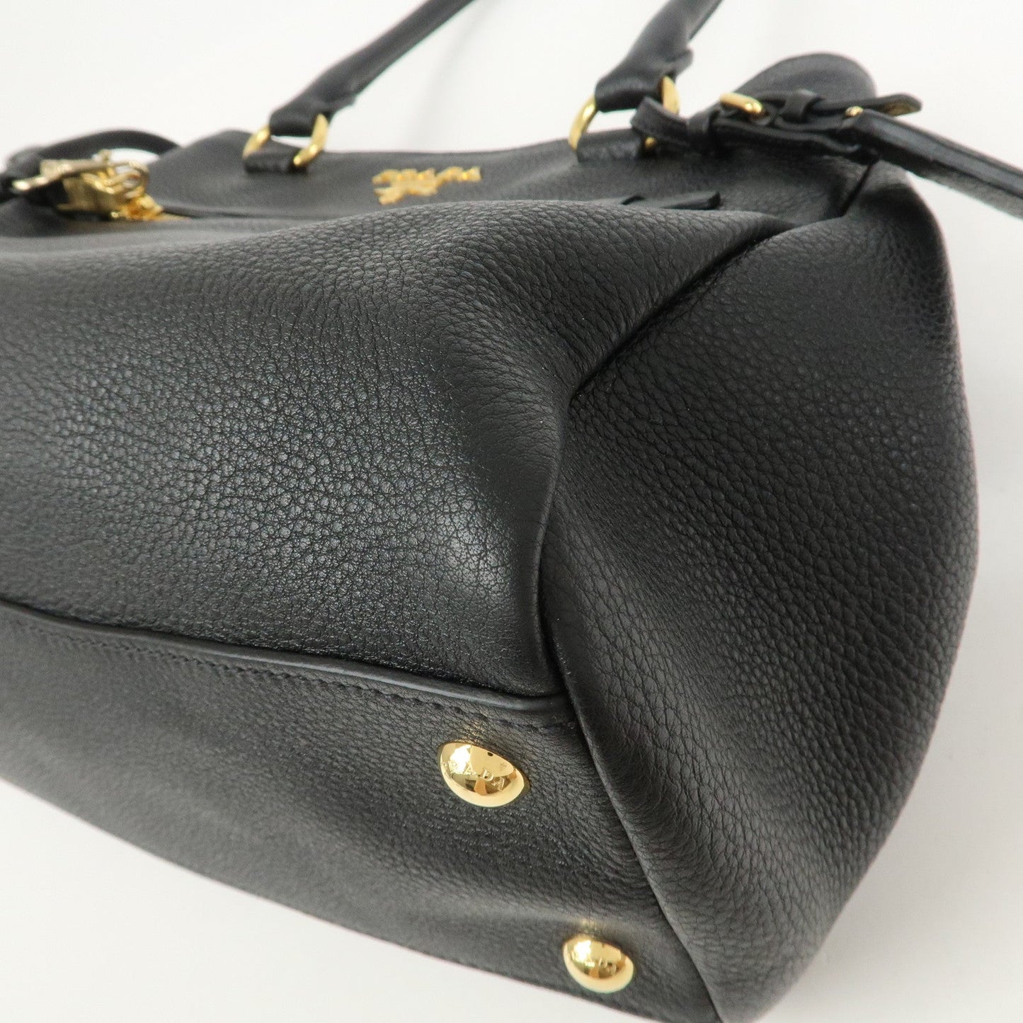 Prada Logo Leather 2Way Bag Shoulder Bag Hand Bag Black 1BG044【Pre-order】