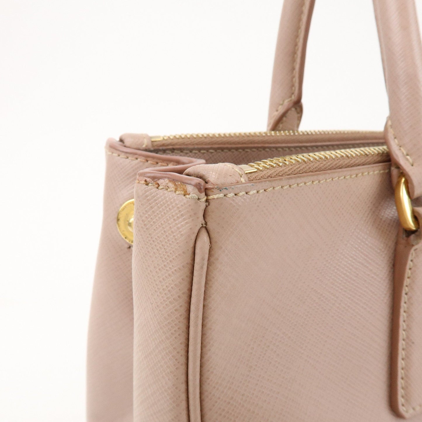Prada Traingle Logo Galleria 2Way Bag Hand Bag Pink Beige1BA863【Pre-order】