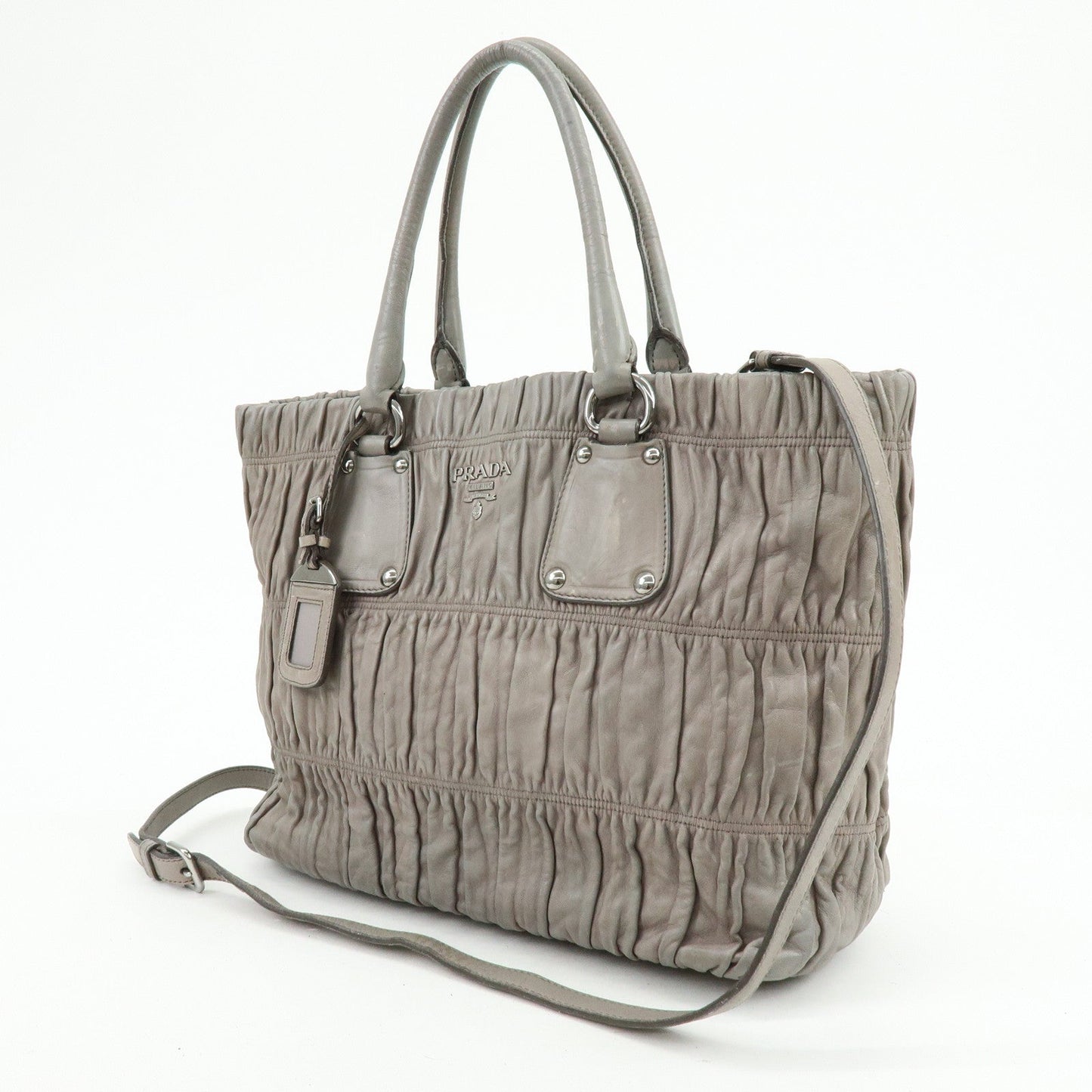 Prada Logo Leather 2Way Bag Hand Bag Shoulder Bag Gray【Pre-order】