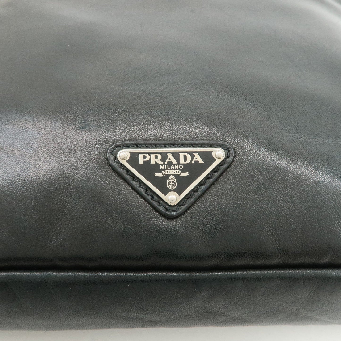 Prada Triangle Logo Lamb Skin Canvas Shoulder Crossbody Bag Black【Pre-order】