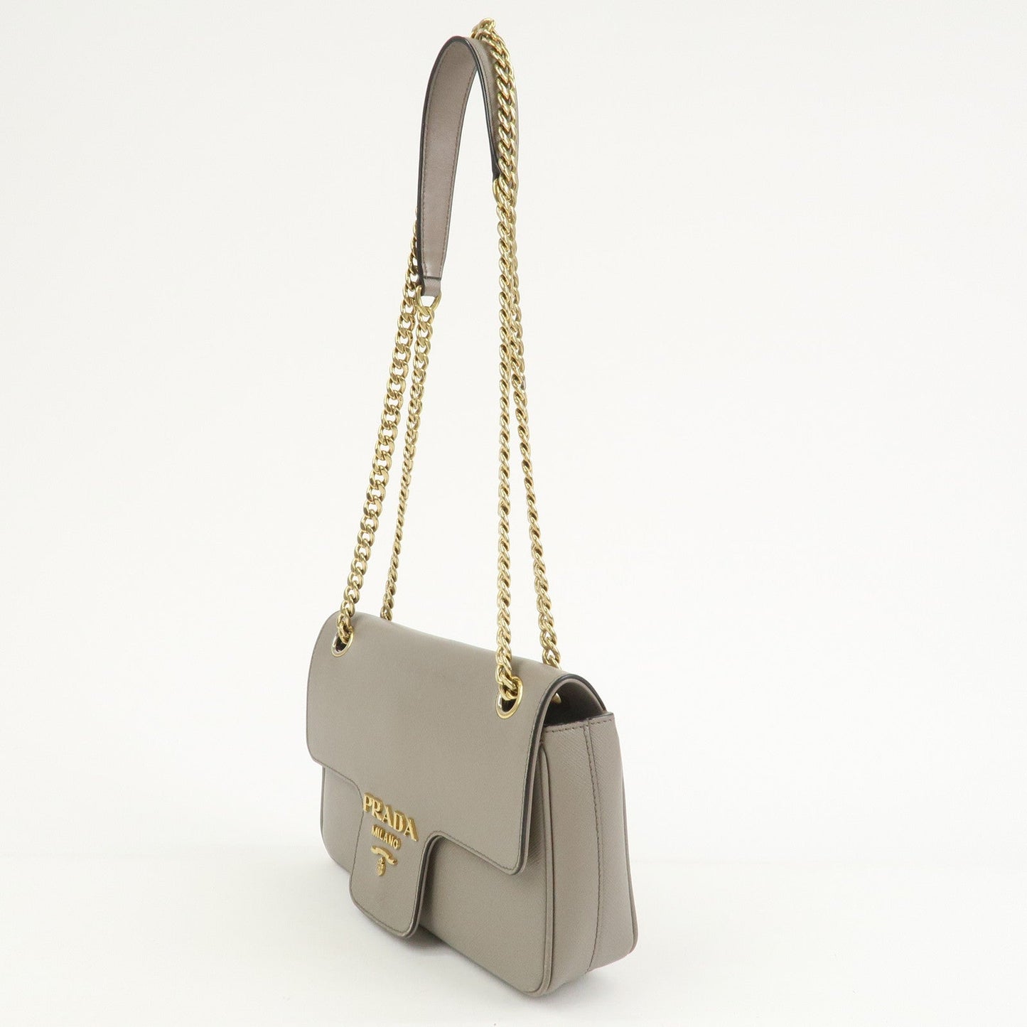 Prada Saffiano Leather Chain Shoulder Crossbody Bag Gray 1BD193【Pre-order】