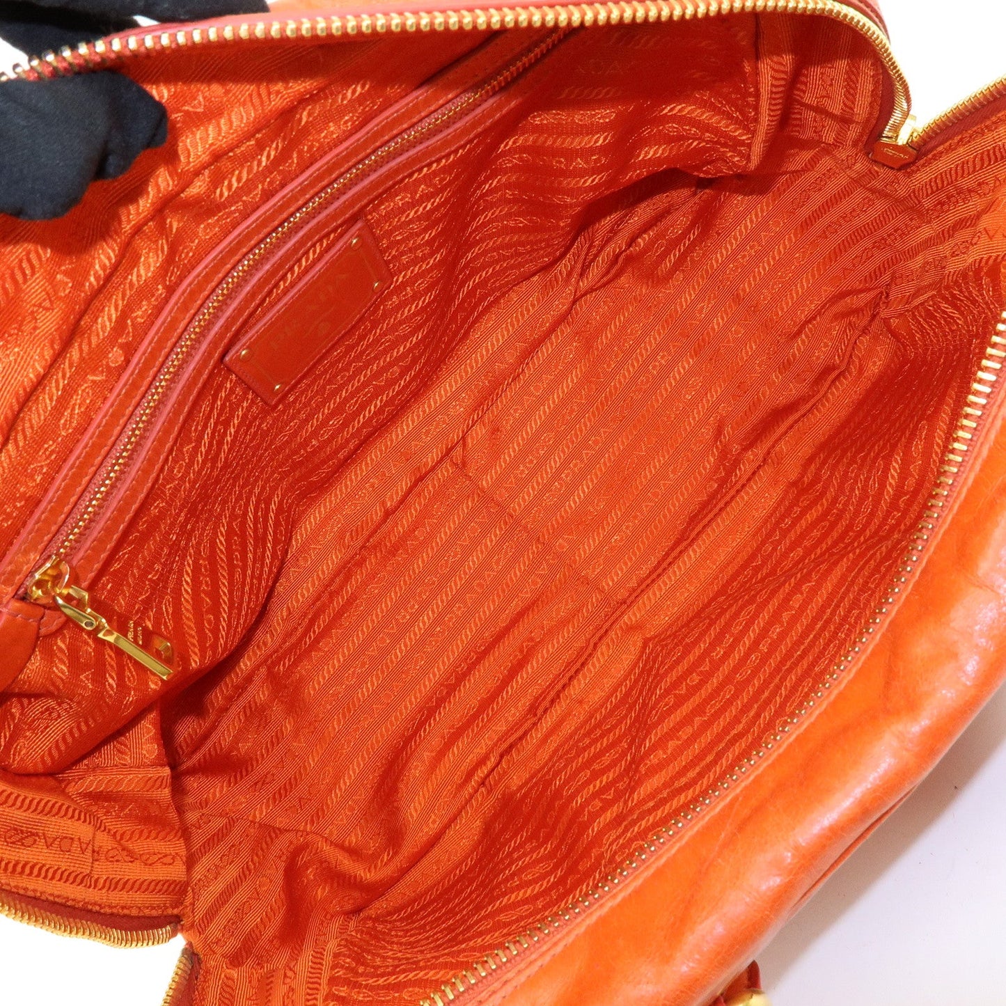 Prada Logo Leather Boston Bag Hand Bag Shoulder Bag Orange BL0821【Pre-order】