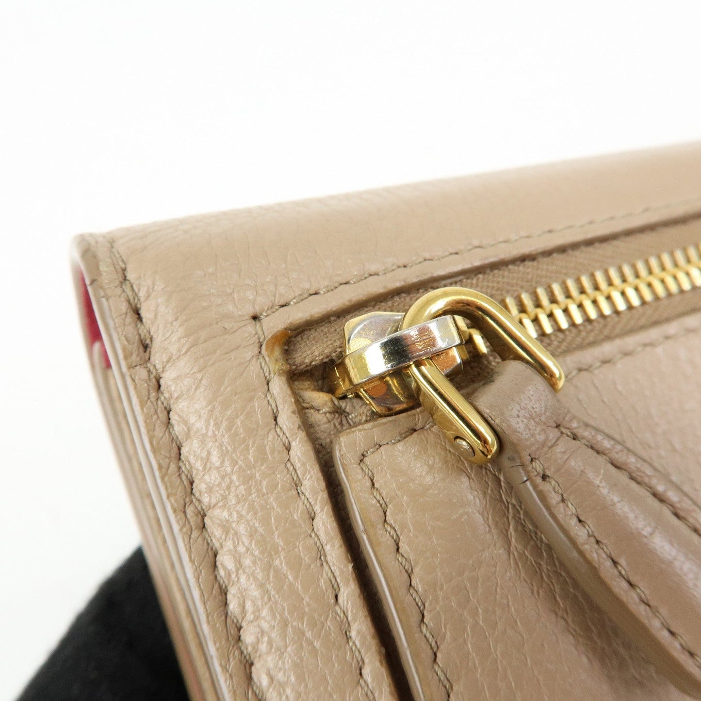 Prada Saffiano Leather Flap Bi-Fold Long Wallet Pink Beige 1MH132【Pre-order】