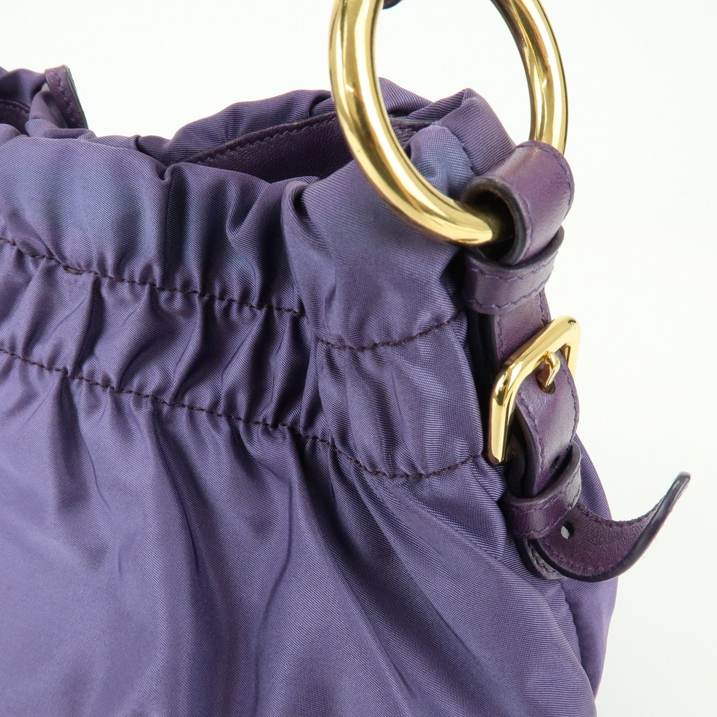 Prada Ribbon Nylon Leather Shoulder Bag Hand Bag Purple BR4237【Pre-order】