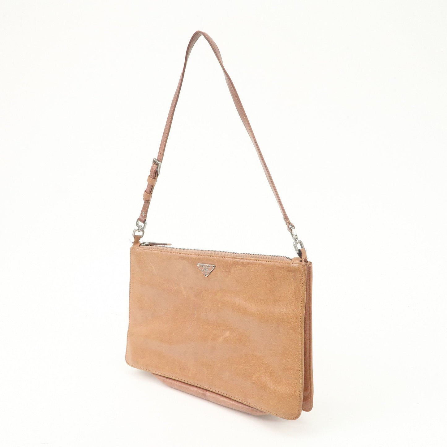 Prada Triangle Logo Leather Shoulder Bag Hand Bag Brown Used【Pre-order】