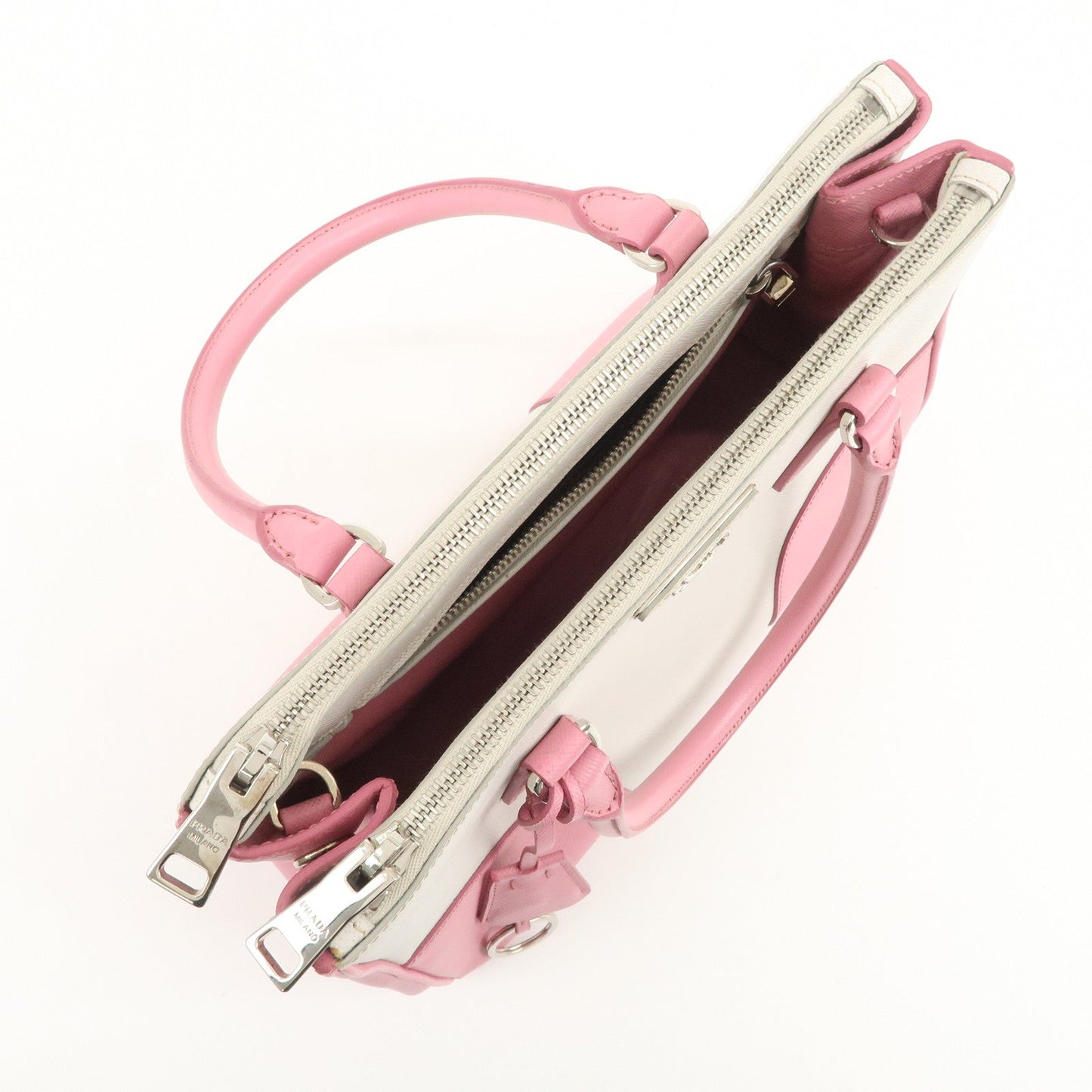 Prada CITY CALF Triangle Logo Saffiano Leather 2Way Bag Pink B2863K【Pre-order】