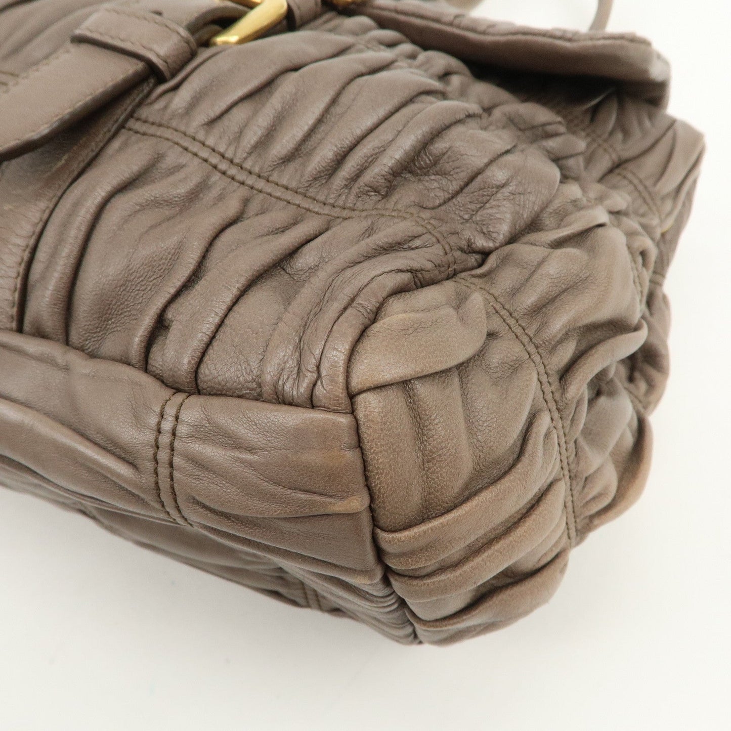 Prada Logo Nappa Gaufre Leather Shoulder Bag Greige BR4443【Pre-order】