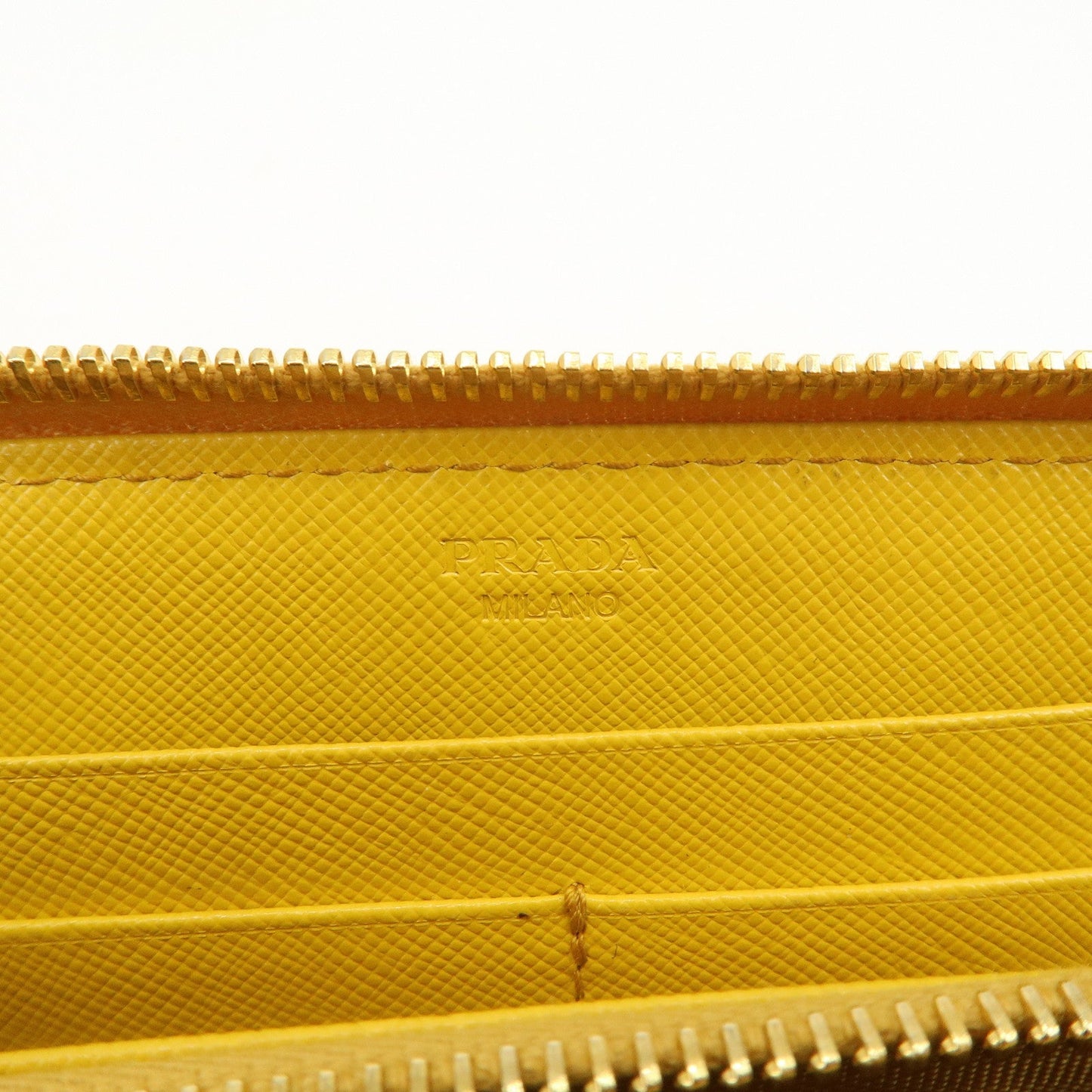 Prada Triangle Logo Nylon Leather Round Zippy Long Wallet Yellow【Pre-order】