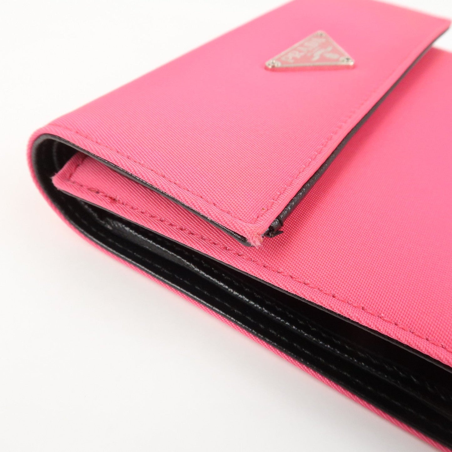 Prada Triangle Logo Tessuto Nylon Mini Compact Wallet Neon Pink【Pre-order】