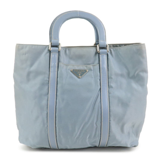 Prada Triangle Logo Nylon Leather Hand Bag Light Blue【Pre-order】