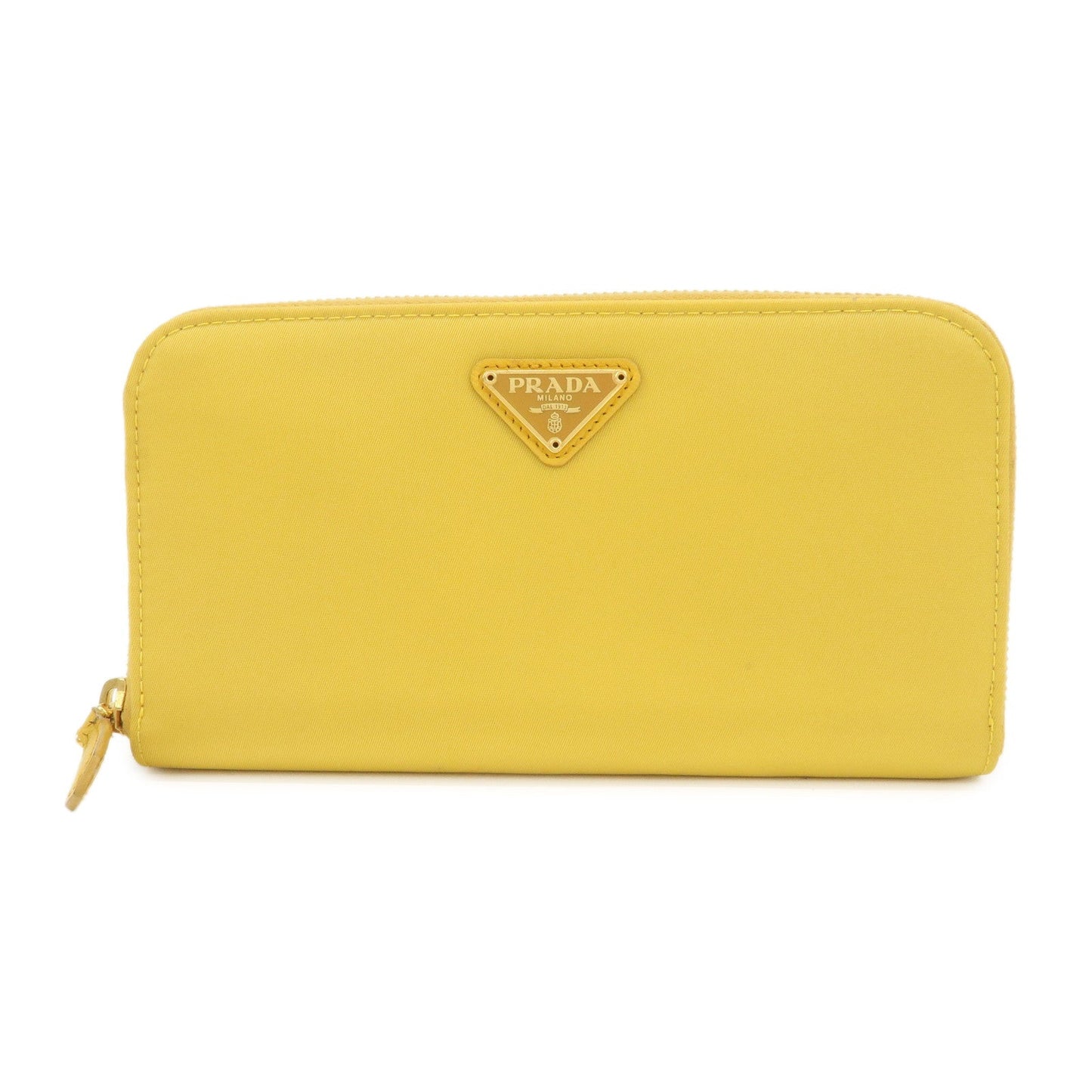 Prada Triangle Logo Nylon Leather Round Zippy Long Wallet Yellow【Pre-order】