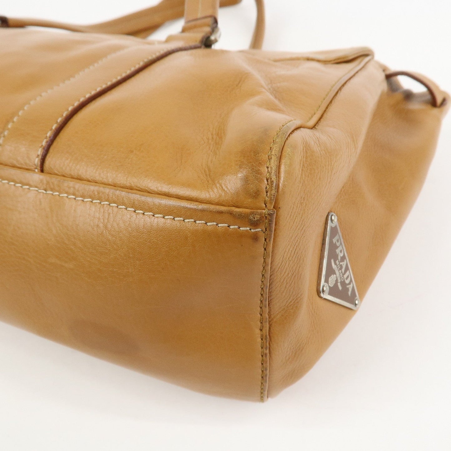 Prada Triangle Logo Leather Nylon Shoulder Bag Brown BR2418【Pre-order】