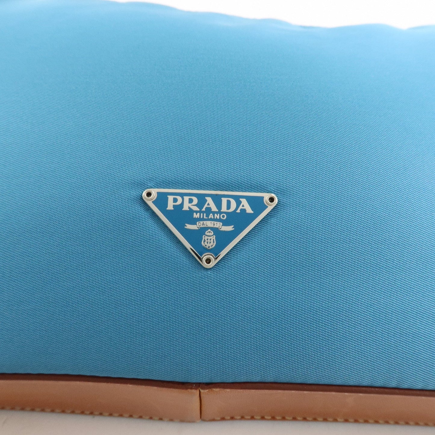 Prada Triangle Logo Nylon Leather Shoulder Bag Blue Brown BR2205【Pre-order】