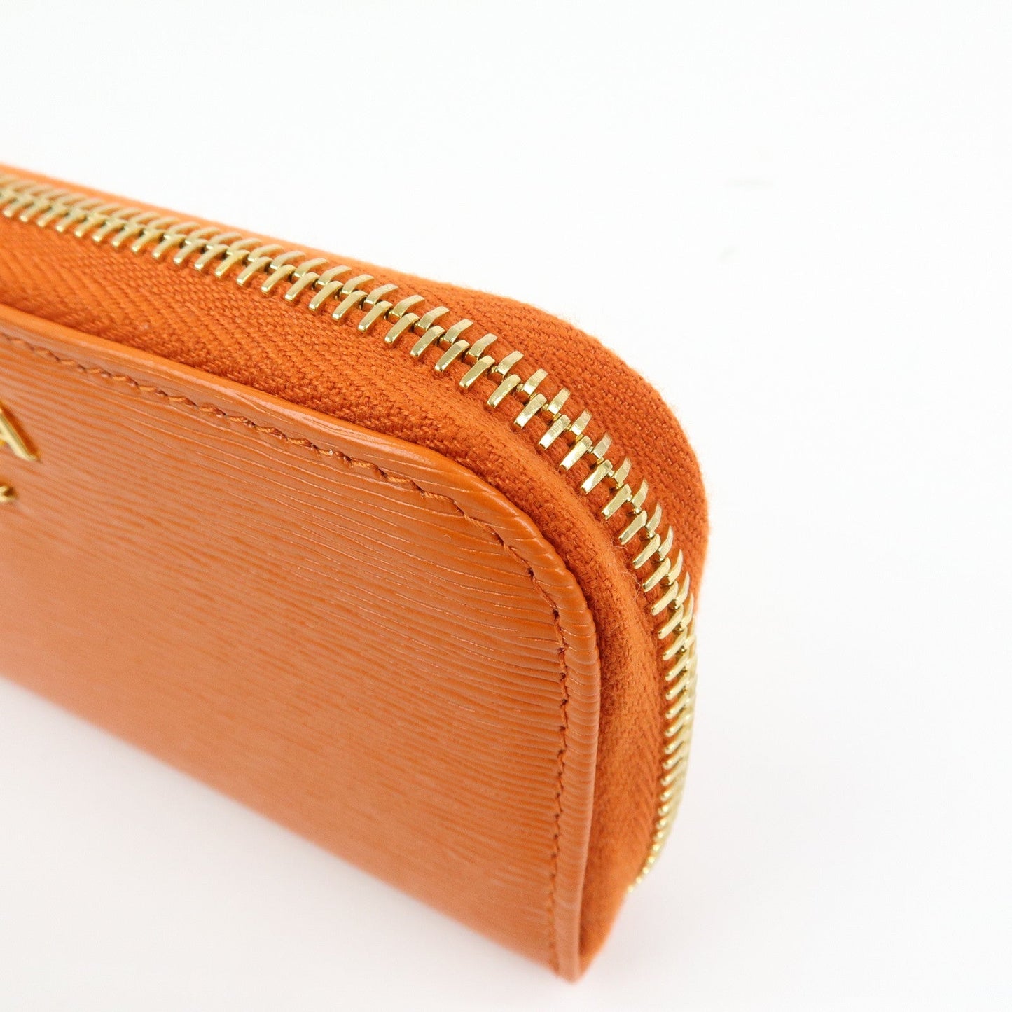 Prada Saffiano Leather Round Zippy 6 Rings Key Case Orange 1PG604【Pre-order】