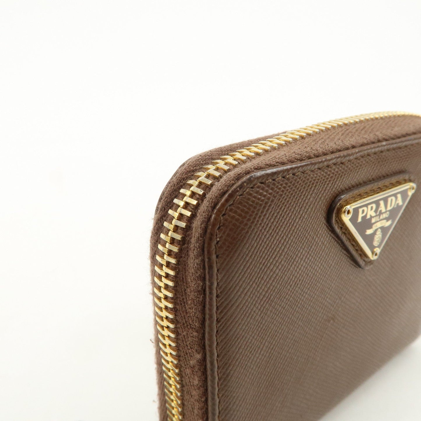Prada Triangle Logo Saffiano Leather Coin Case Coin Purse Brown【Pre-order】
