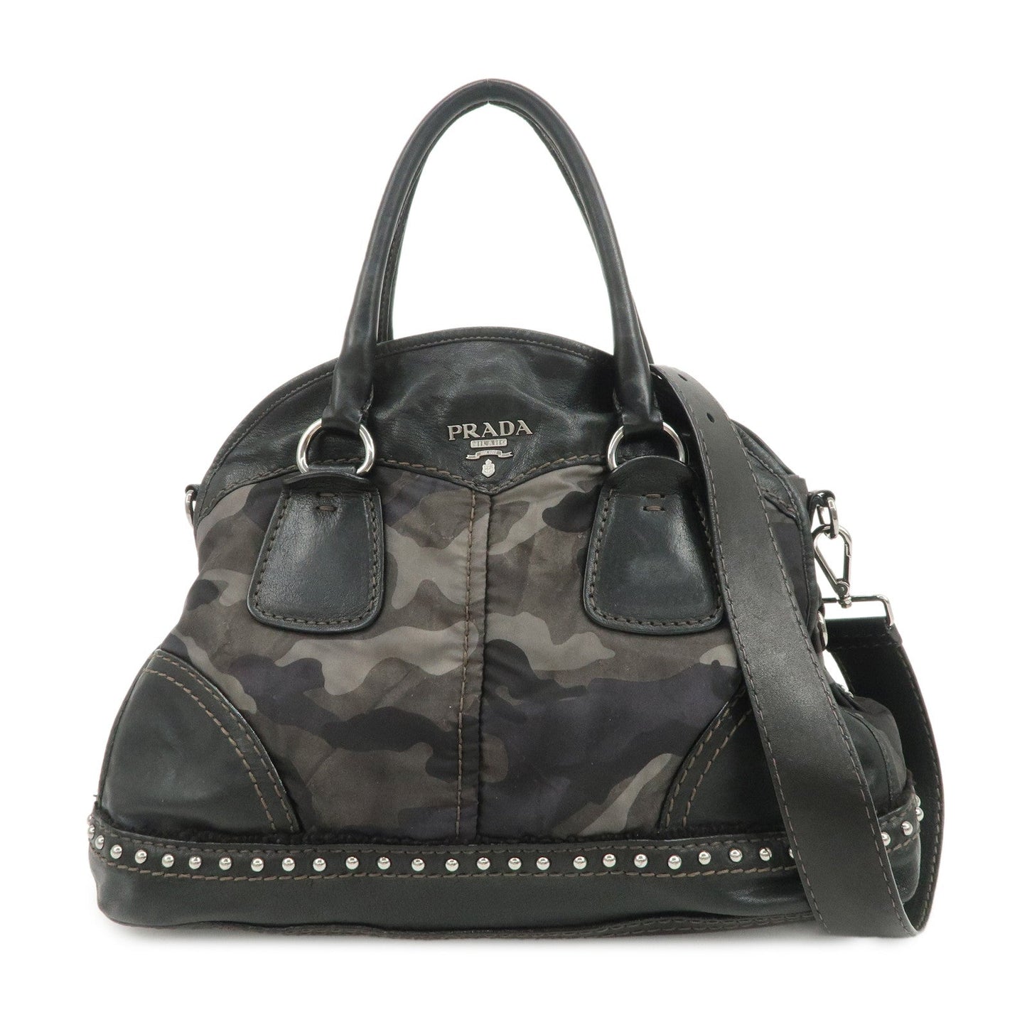 Prada Nylon Leather 2Way Hand Shoulder Bag Black Camouflage BL0688【Pre-order】
