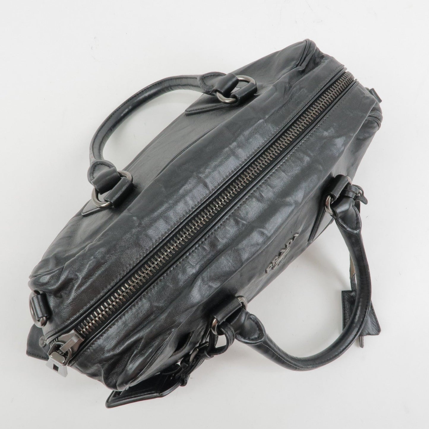 Prada Leather Boston Bag Hand Bag Black BL0758【Pre-order】