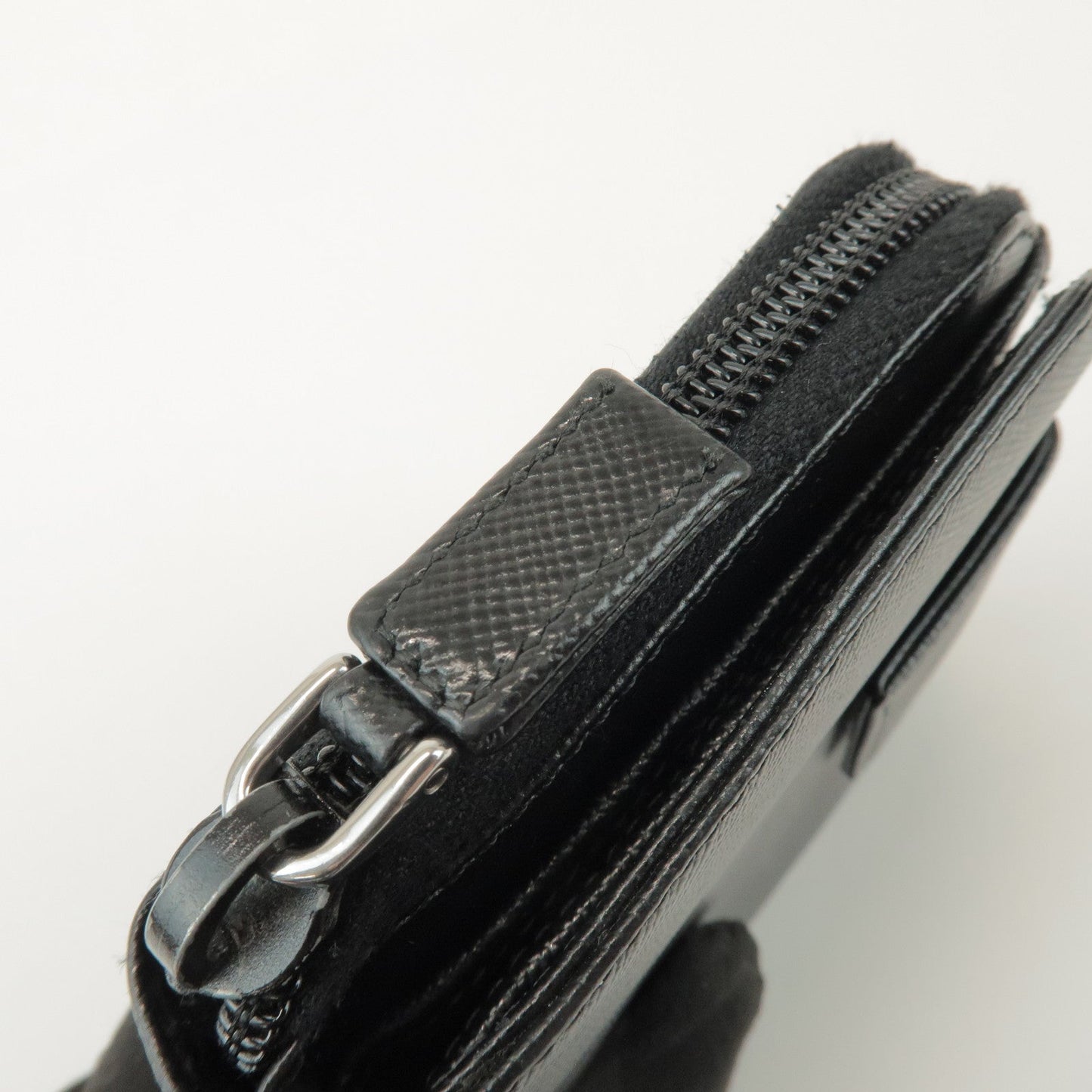 Prada Logo Leather Round Zippy Bi-fold Wallet Black 1ML522【Pre-order】