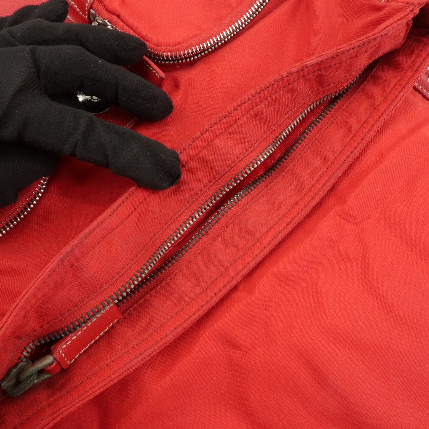 Prada Triangle Logo Nylon Saffiano Leather Shoulder Bag Red BT0436【Pre-order】