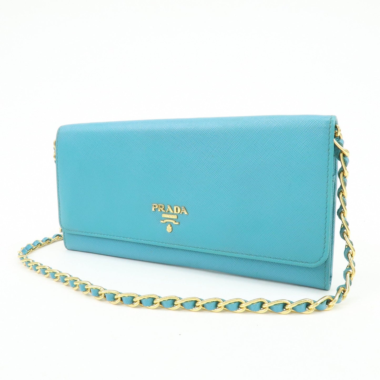 Prada Saffiano Leather Chain Wallet Shoulder Bag Blue 1M1290【Pre-order】