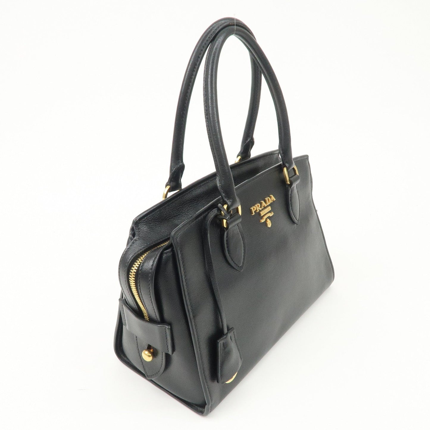 Prada Leather 2Way Bag Hand Bag Black Gold Hardware Used【Pre-order】