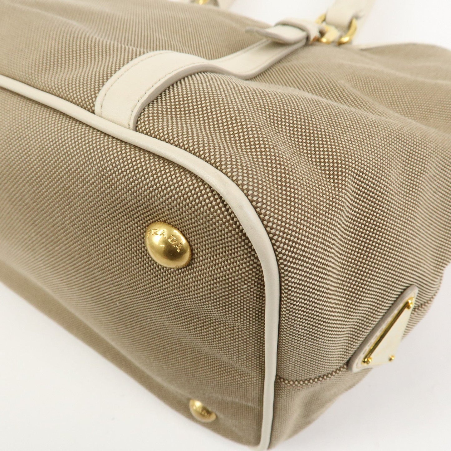 Prada Logo Jaquard Leather 2Way Hand Bag Shoulder Bag Beige White【Pre-order】